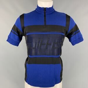 L Blue Cotton /  Polyester Bike Cycle Pullover Jersey